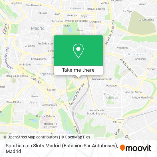 Sportium en Slots Madrid (Estación Sur Autobuses) map