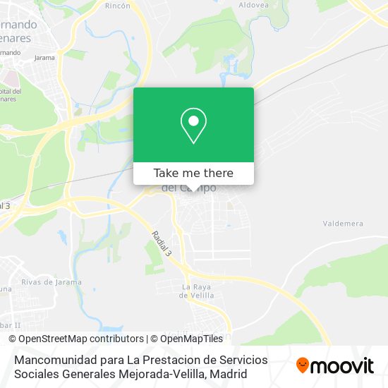 mapa Mancomunidad para La Prestacion de Servicios Sociales Generales Mejorada-Velilla