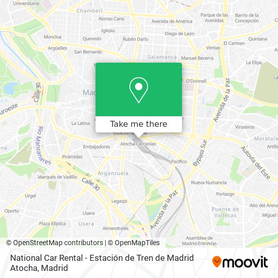 mapa National Car Rental - Estación de Tren de Madrid Atocha