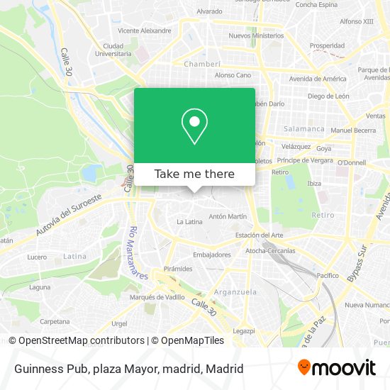 mapa Guinness Pub, plaza Mayor, madrid