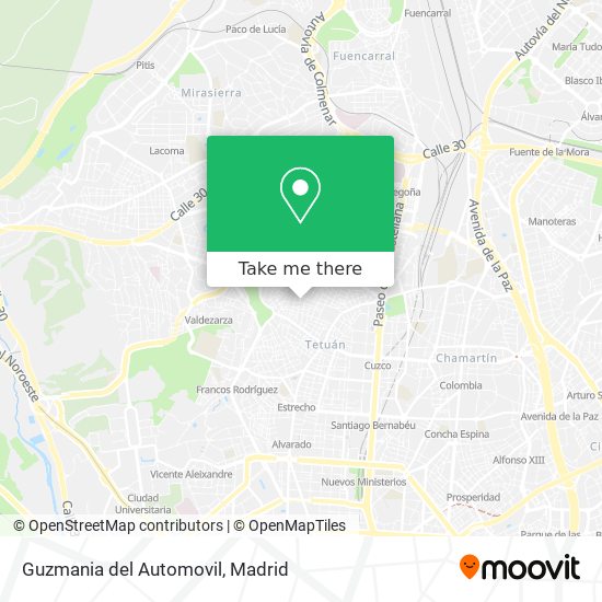 Guzmania del Automovil map