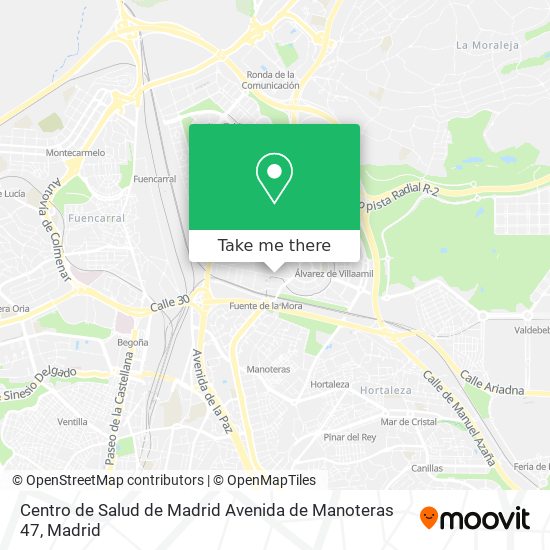 mapa Centro de Salud de Madrid Avenida de Manoteras 47