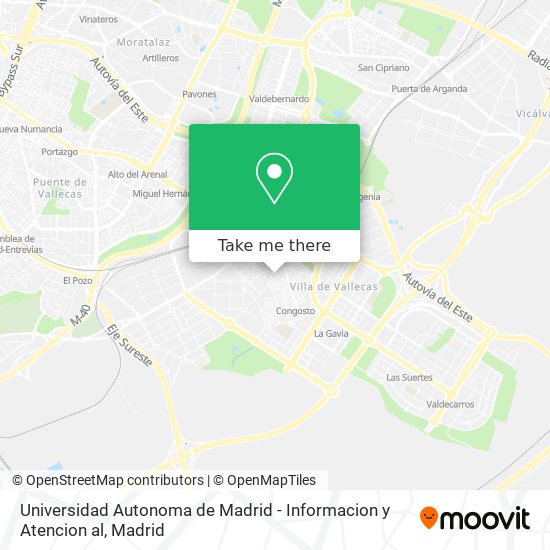 Universidad Autonoma de Madrid - Informacion y Atencion al map