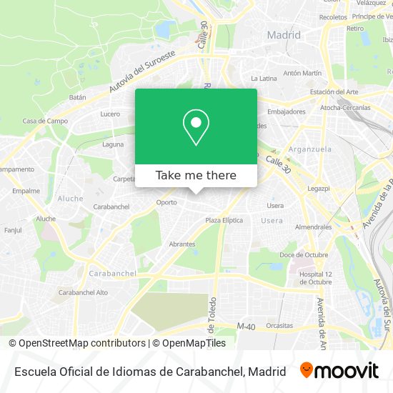 mapa Escuela Oficial de Idiomas de Carabanchel