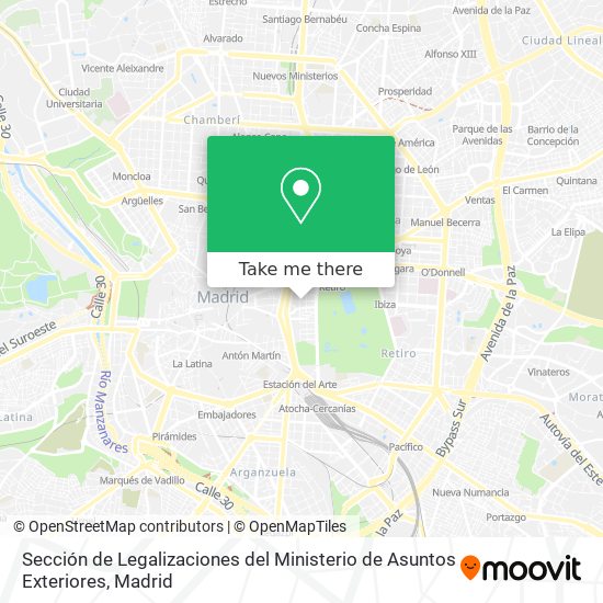 mapa Sección de Legalizaciones del Ministerio de Asuntos Exteriores