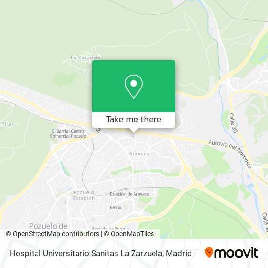 mapa Hospital Universitario Sanitas La Zarzuela