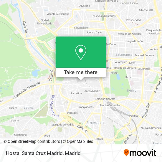 mapa Hostal Santa Cruz Madrid