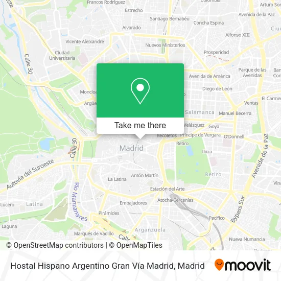 Hostal Hispano Argentino Gran Vía Madrid map