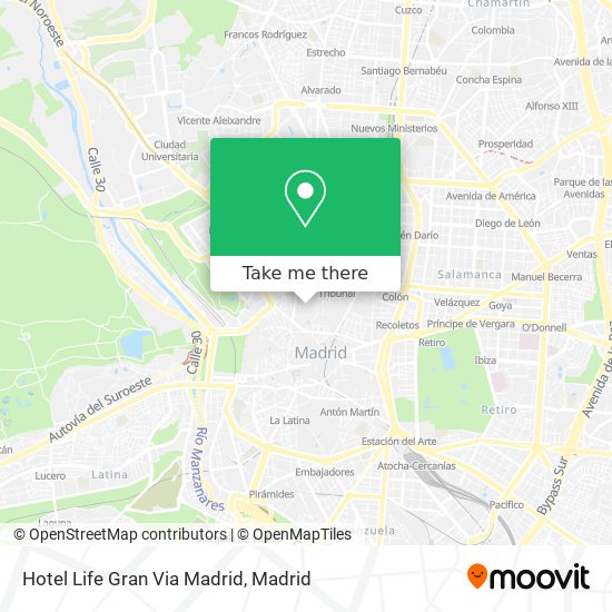 Hotel Life Gran Via Madrid map