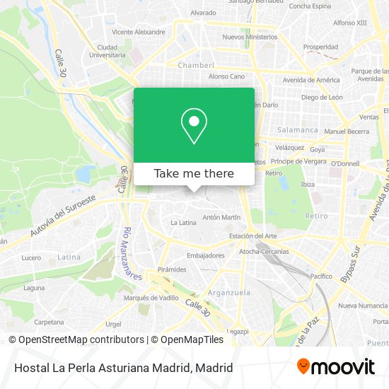 mapa Hostal La Perla Asturiana Madrid
