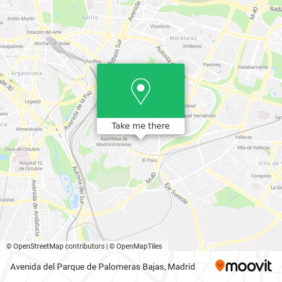 mapa Avenida del Parque de Palomeras Bajas