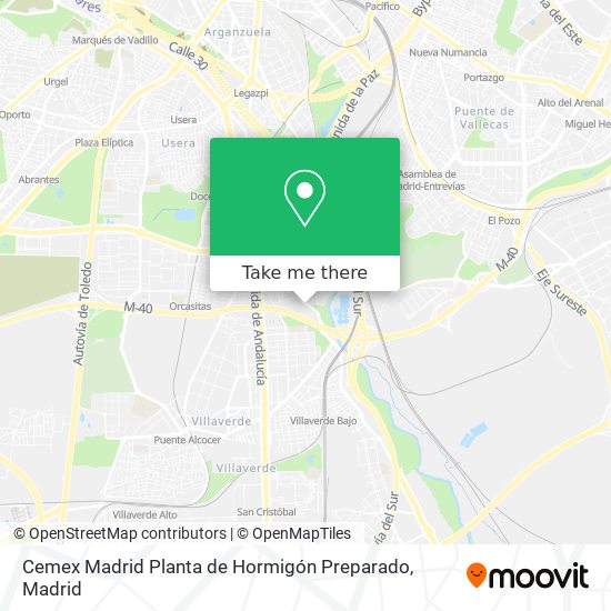 mapa Cemex Madrid Planta de Hormigón Preparado