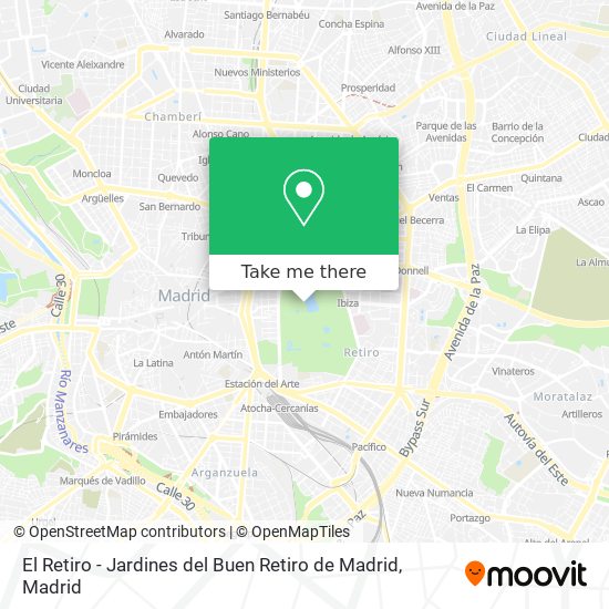 mapa El Retiro - Jardines del Buen Retiro de Madrid