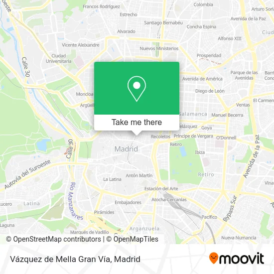Vázquez de Mella Gran Vía map