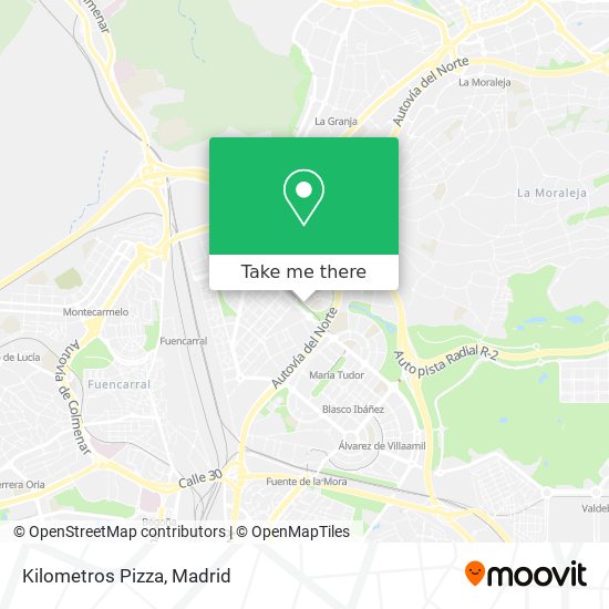 mapa Kilometros Pizza