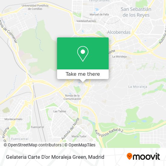 Gelateria Carte D'or Moraleja Green map