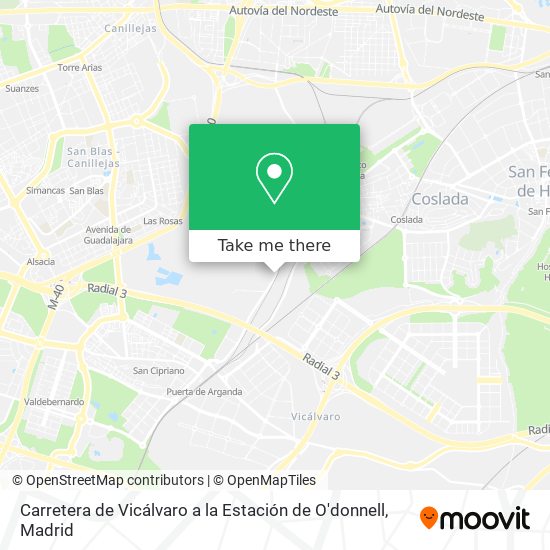 mapa Carretera de Vicálvaro a la Estación de O'donnell
