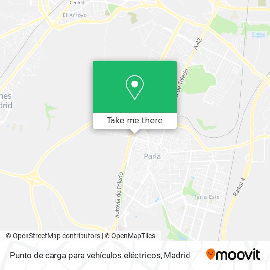 mapa Punto de carga para vehículos eléctricos