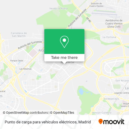 Punto de carga para vehículos eléctricos map