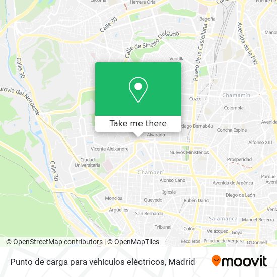 mapa Punto de carga para vehículos eléctricos