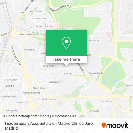 mapa Fisioterapia y Acupuntura en Madrid Clínica Jaro