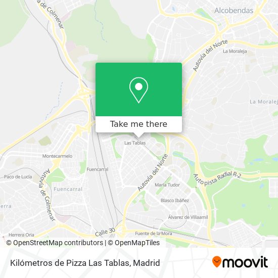 mapa Kilómetros de Pizza Las Tablas