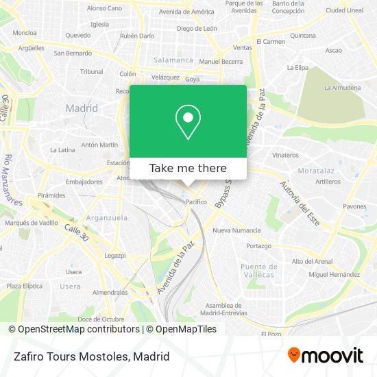 Zafiro Tours Mostoles map