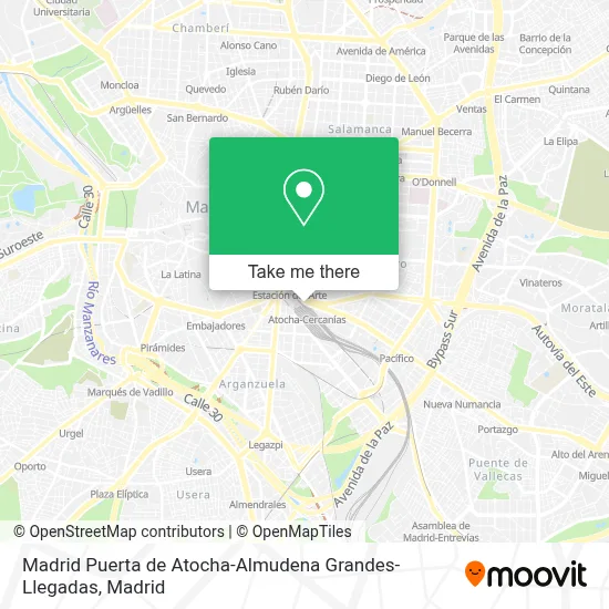 Madrid Puerta de Atocha-Almudena Grandes-Llegadas map
