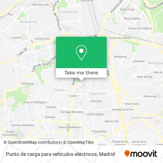 mapa Punto de carga para vehículos eléctricos