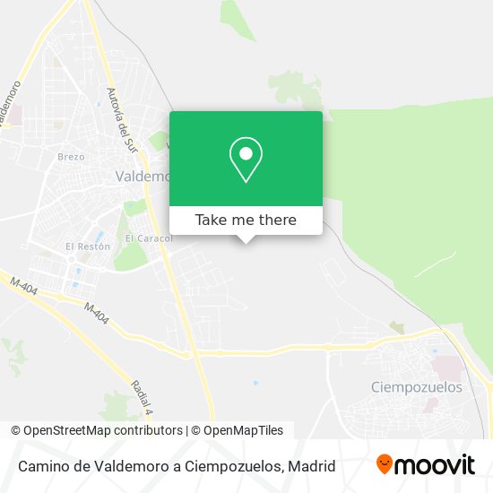 Camino de Valdemoro a Ciempozuelos map