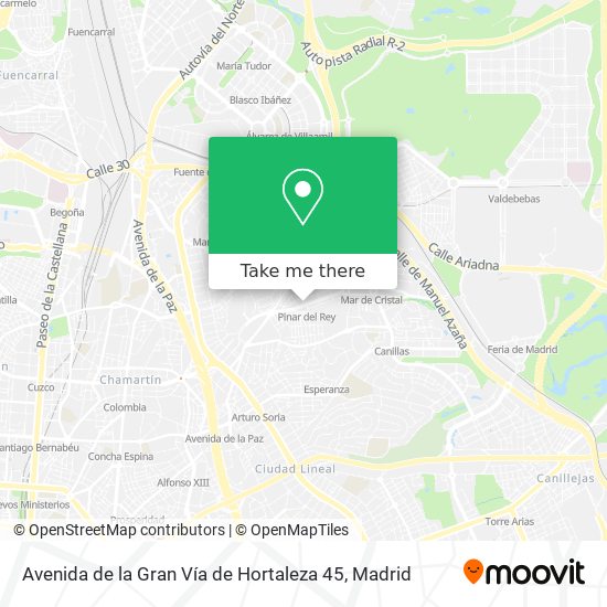 mapa Avenida de la Gran Vía de Hortaleza 45