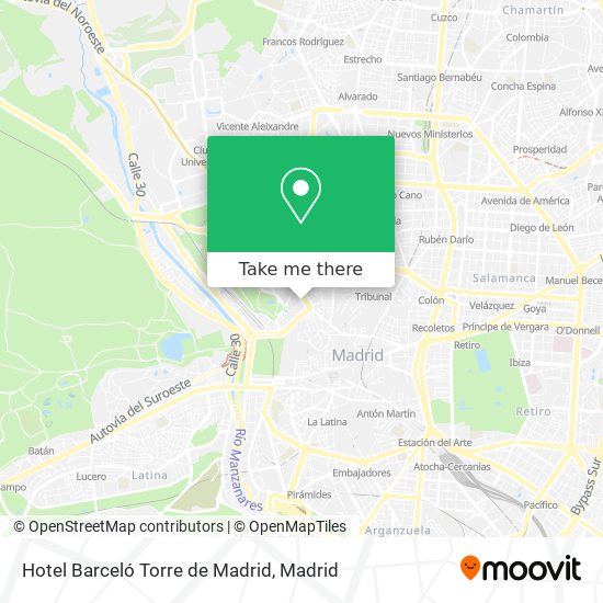 Hotel Barceló Torre de Madrid map