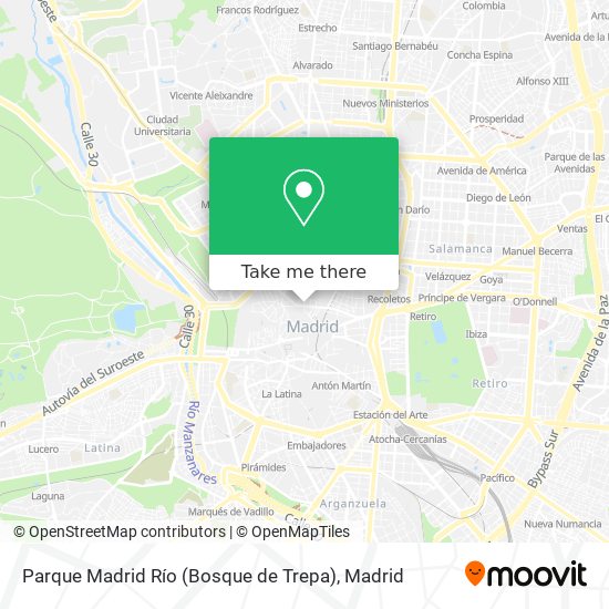 mapa Parque Madrid Río (Bosque de Trepa)