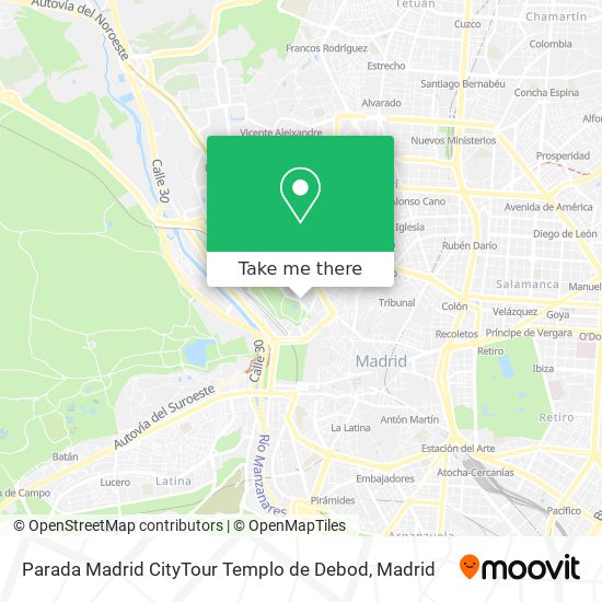Parada Madrid CityTour Templo de Debod map