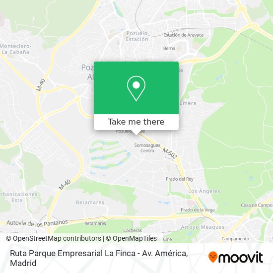 Ruta Parque Empresarial La Finca - Av. América map