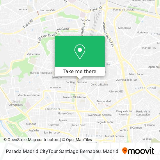 Parada Madrid CityTour Santiago Bernabéu map