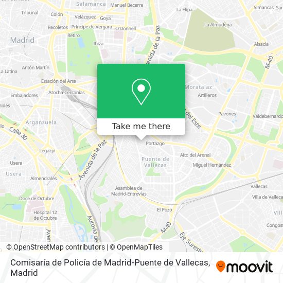 mapa Comisaría de Policía de Madrid-Puente de Vallecas