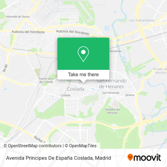 Avenida Principes De España Coslada map