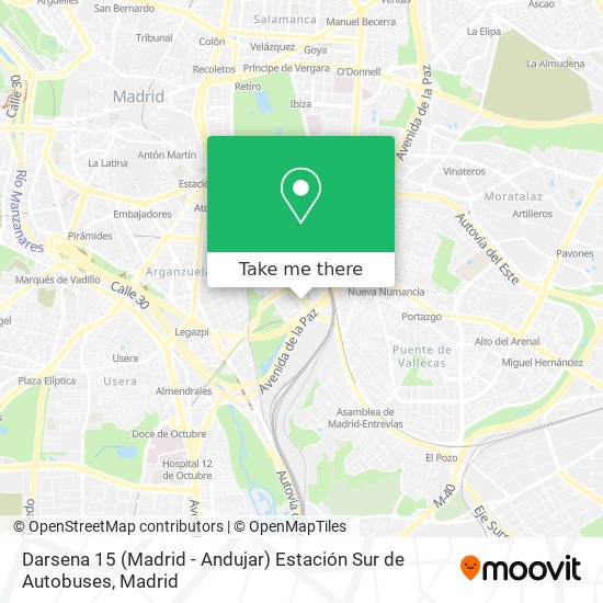 mapa Darsena 15 (Madrid - Andujar) Estación Sur de Autobuses