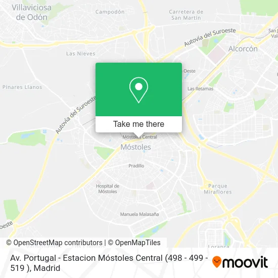 Av. Portugal - Estacion Móstoles Central (498 - 499 - 519 ) map