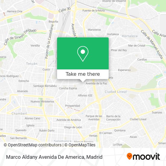 Marco Aldany Avenida De America map