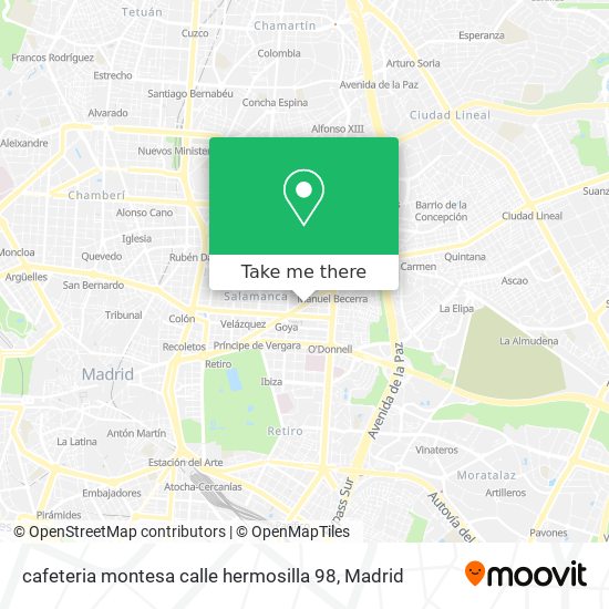 mapa cafeteria montesa calle hermosilla 98