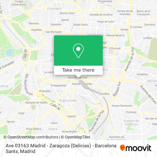 mapa Ave 03163 Madrid - Zaragoza (Delicias) - Barcelona Sants