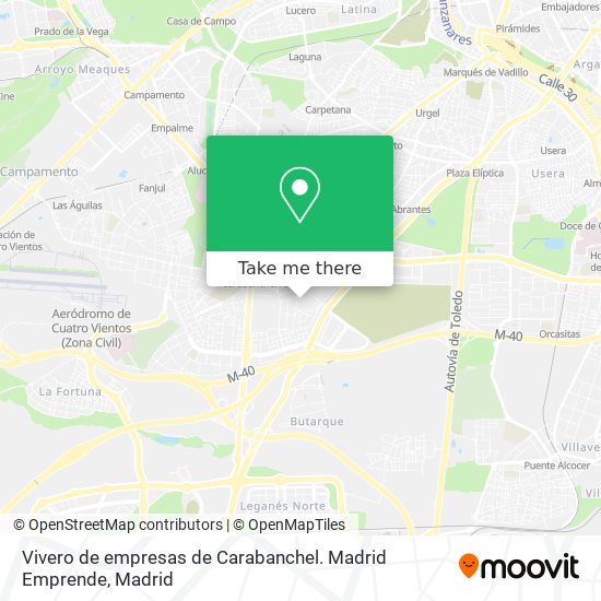 mapa Vivero de empresas de Carabanchel. Madrid Emprende