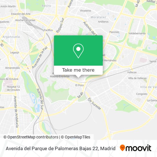 mapa Avenida del Parque de Palomeras Bajas 22