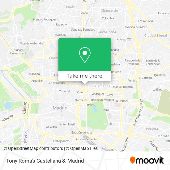 mapa Tony Roma's Castellana 8