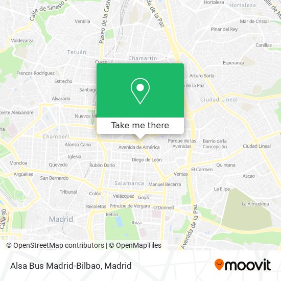 Alsa Bus Madrid-Bilbao map