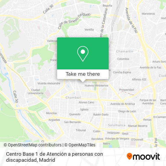 mapa Centro Base 1 de Atención a personas con discapacidad