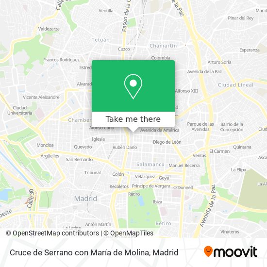 Cruce de Serrano con María de Molina map