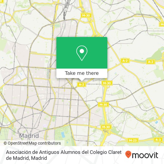 mapa Asociación de Antiguos Alumnos del Colegio Claret de Madrid